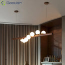 Medieval Bauhaus Wooden Strip Bubble Glass LED Pendant Light Chandelier by Ljojo