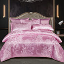 Ljojo Luxury Jacquard Bedding Set - European Style Satin Duvet Cover for Double Bed