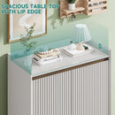 Ljojo™ White Fluted 5-Tier Shoe Cabinet, Adjustable Shelves, 43.7”H Tall Shoe Storage