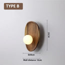 2026 Natural Wood Wall Sconce Glass Shade LED Retro Nordic Minimalist by Ljojo
