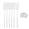 Ljojo Matte Stainless Steel Dinner Fork Set - 6Pcs Gold Silverware Flatware