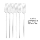 Ljojo Matte Stainless Steel Dinner Fork Set - 6Pcs Gold Silverware Flatware