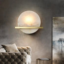 Ljojo Marble Alabaster Wall Lamp: Modern All-Copper Fixture for TV Background, Bedside, Corridor.