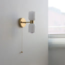 Ljojo LED Wall Lamps 2 Heads Pull Chain Switch White Glass Stair Light