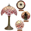 12" Cherry Blossom Stained Glass Lamp - Romantic Bedside Table Lamp by Ljojo