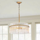 Ljojo 5-Light Brushed Brass Crystal Glass Chandelier - Contemporary Modern Pendant Light
