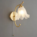 Ljojo Medieval Style Copper Flower Wall Lamp French Retro Glass Bedroom Lighting