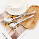 Ljojo 24Pcs Stainless Steel Cutlery Set with Imitation Wood Handle