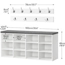 Ljojo™ Shoe Storage Bench with Cushion, 12-Cubby Organizer, 39.4L Capacity