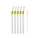 Ljojo Lemon Glass Straws: 5Pcs Reusable Decorative Drinkware for Smoothies & Cocktails