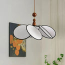 French Retro Fabric Petal Pendant Light Wooden Accent for Restaurant Hotel Living Room Dining Room Home Decor