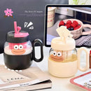 Kawaii Glass Cup with Lid and Straw by Ljojo: Large Aesthetic Drink Bottle