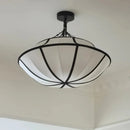 French Medieval Retro Drum Shape Pendant Lights Fabric Chandeliers by Ljojo - Elegant Living Room Lighting