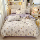 Ljojo Minimalist Cartoon Design Duvet Cover Set in 100% Cotton, 4-Piece Bedding Collection
