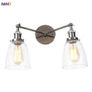 Ljojo 2-Head LED Wall Sconce Industrial Iron Glass Retro Stair Light Fixtures