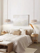 LED Pendant Light: Yellow Cave Stone Wabi Sabi Style Bedside Retro Cream Fixture by Ljojo