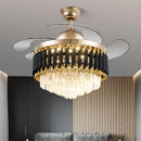 42 inch Dimmable LED Crystal Ceiling Fan Light Modern Retractable Fandelier for Bedroom by Ljojo