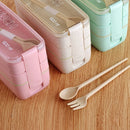 Ljojo 3-Layer Healthy Material Kids Bento Box with Handle, 900ML
