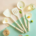 Ljojo 5-Piece Silicone Kitchen Utensil Set White Non-Stick Cooking Tools