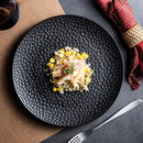 Ljojo Matte Ceramic Steak Pasta Dessert Salad Plate Hammer Pattern Shallow Restaurant Tableware