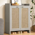 Ljojo™ 24 Pair Shoe Storage Cabinet, Rattan Doors, 6-Tier Farmhouse Style