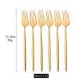 Ljojo Mirror Stainless Steel Dinner Fork Set - 6Pcs Flatware Gold Silverware