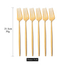 Ljojo Mirror Stainless Steel Dinner Fork Set - 6Pcs Flatware Gold Silverware
