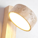 Ljojo LED Wall Light Mirror Stone Wood Wall Art Decor Bedroom Lamp
