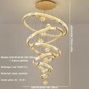 Ljojo Luxury Crystal Pendant Chandelier for Modern Stairs, Dimmable Globe Design