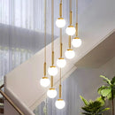 Ljojo LED Ring Stairs Pendant Light Chandelier for Living Room Dining Room Lighting