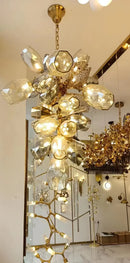 Ljojo Luxury Villa Glass Shades LED G9 Chandelier Living Room Stairs Art Metal Chandelier