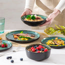 Ljojo 24 Piece Green Dinnerware Sets Reactive Glaze Dishes Set, 8 Place Settings