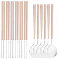 Ljojo 12-Piece Green Handle Stainless Steel Dinnerware Set chopsticks spoons flatware