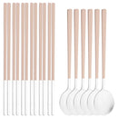 Ljojo 12-Piece Green Handle Stainless Steel Dinnerware Set chopsticks spoons flatware