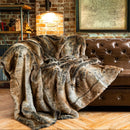 Ljojo Luxury Faux Fur Plaid Throw Blanket - Soft & Cozy Winter Sofa Cover