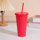 Ljojo 24oz Solid Color Reusable Cold Cup with Lid and Straw