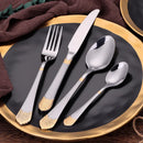 Ljojo 18Pcs Stainless Steel Cutlery Set in Gold Finish with Elegant Matte Handle