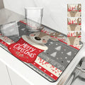 Christmas Deer Socks Berries Non-Slip Drying Mat by Ljojo Kitchen Counter Placemat
