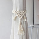 Wooden Bead Curtain Tiebacks by Ljojo™ - Boho Macrame Holdbacks with Cotton Rope