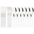Ljojo 24-Piece Stainless Steel Dinnerware Set White Silver Flatware Tableware Kit