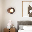 Ljojo Luxury LED Wall Light Black Travertine Glass Wood Japan Style Bedside Lamp
