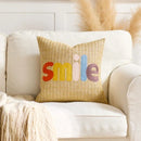Embroidered Happy Home Pillow Cover by Ljojo for Living Room & Bedroom