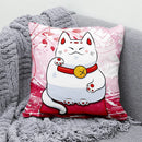 Ljojo Lucky Cat Mount Fuji Art Cushion Cover - Japanese Style Throw Pillow