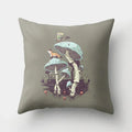 Fox and Bird Polyester Pillowcase by Ljojo: Cartoon Landscape Cushion Cover for Sofa