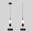 Ljojo Modern LED Red Black Milk Ball Pendant Light Chandelier for Bedroom Dining Stairs