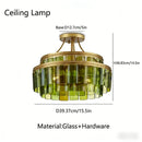 Vintage American Green Glass Chandelier LED Dimmable Double Layer for Villa Living Room - Ljojo