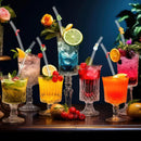 Ljojo 200*8mm Leaf Glass Straws for Smoothie Cocktail Coffee Juice Drinks