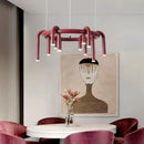 Nordic Modern U-shaped Circular Led Chandelier Wine Red Pendant Light for Dining Living Room by Ljojo