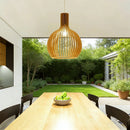 Ljojo Wooden Chandelier Modern Pendant Lamp Nordic Ceiling Hanging Light Black Metal Glass Shade