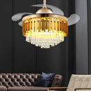 42 inch Dimmable LED Crystal Ceiling Fan Light Modern Retractable Fandelier for Bedroom by Ljojo